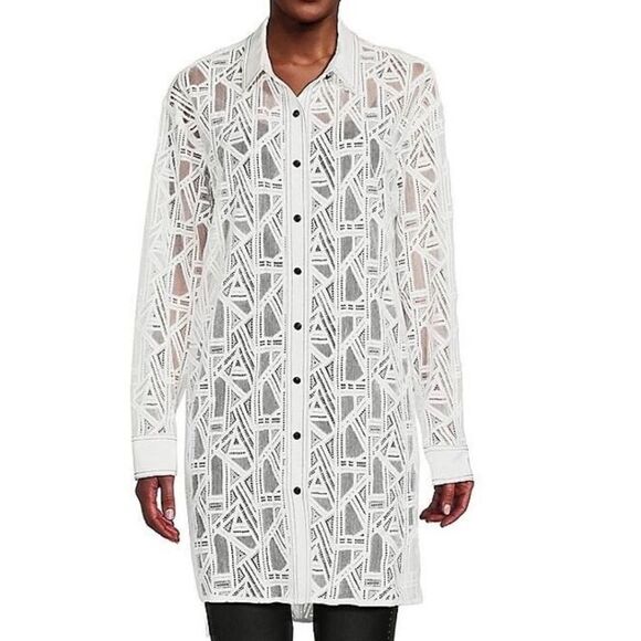 NWT Karl Lagerfeld Paris Lace Tunic Shirt Dress Size L - Picture 1 of 12